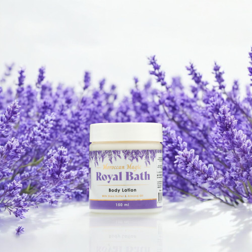 لوشن الجسم المغربي السحري الملكي بزبدة الشيا وزيت اللوز - 150 مل لوشن الجسم المغربي السحري الملكي بزبدة الشيا وزيت اللوز - 150 مل